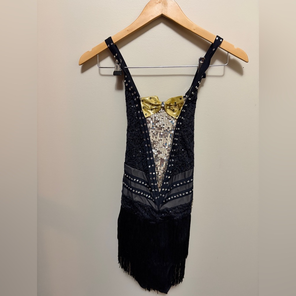Black and Gold Weissman Dance Costume with Bow